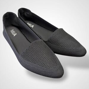 MIA Women Knit Stretchy Pointy Flats Shoes Size 6.5 M Black Comfort Academia